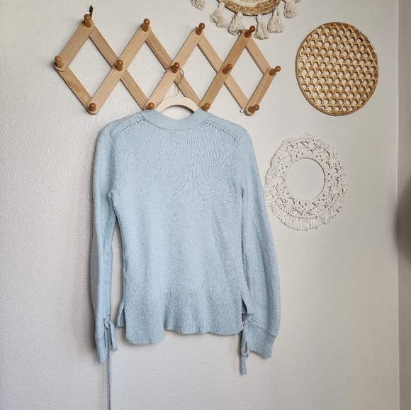 3.1 Phillip Lim Lofty Alpaca Blend Shirred Sleeve Cardigan In Ice Blue Women's M - Picture 5 of 13